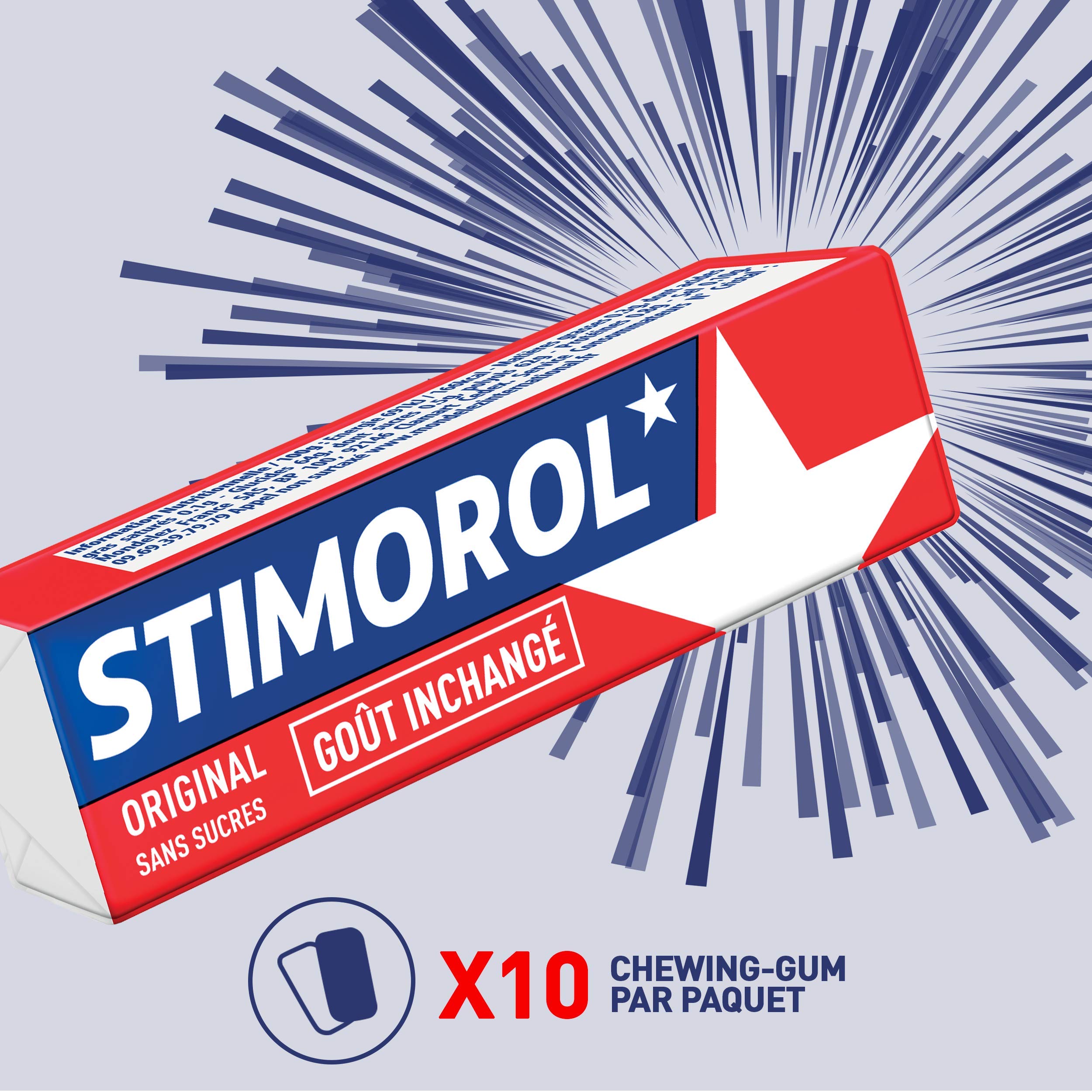 Stimorol Original Chewing Gum Sans Sucres Menthe Réglisse Lot de 2 Packs 25 Paquets 10 Tablettes 14 g