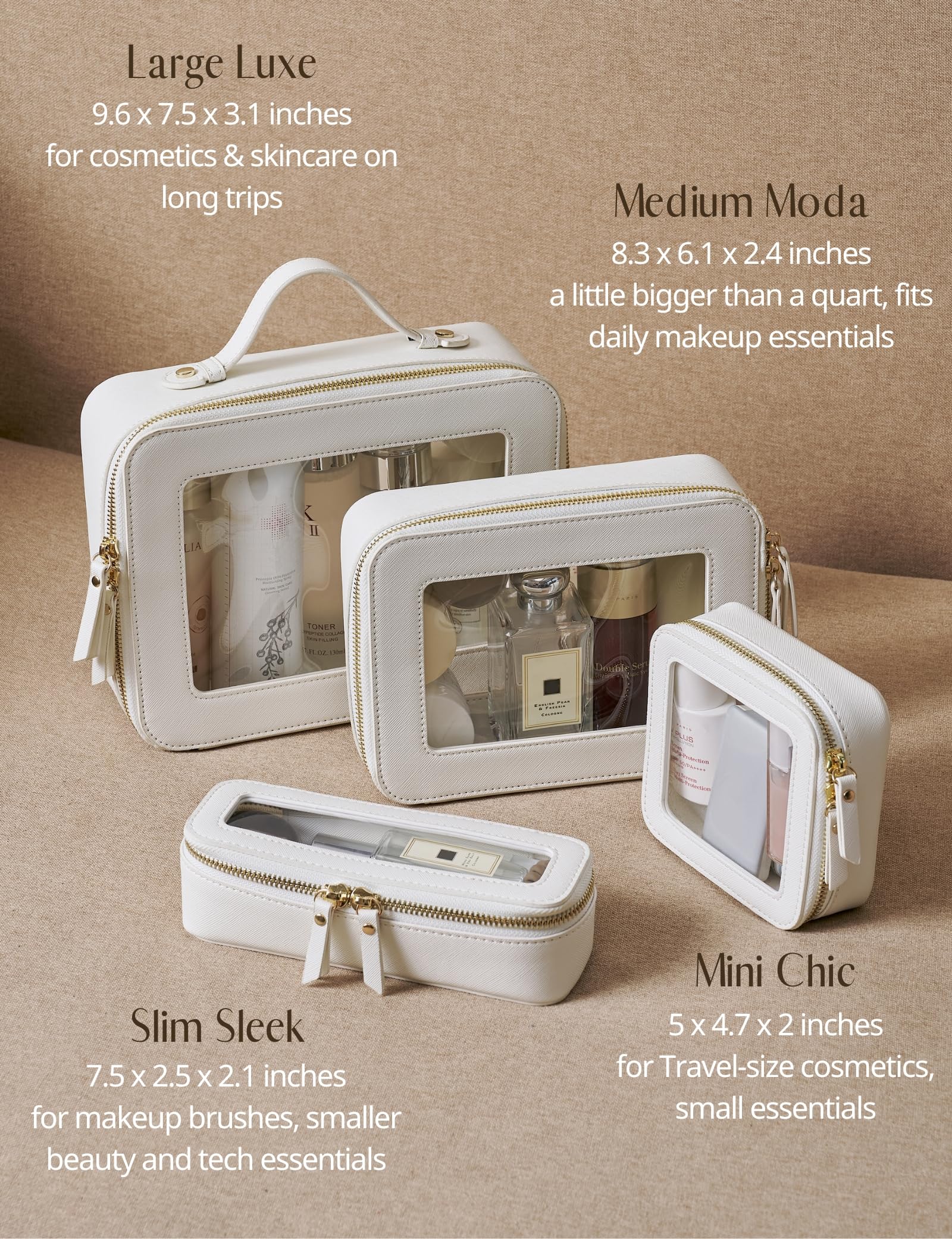 Popvibe Trousse de Maquillage Transparente avec Fermeture éclair, Organiseur de Maquillage Portable, Sac de Voyage Compact pour Voiture