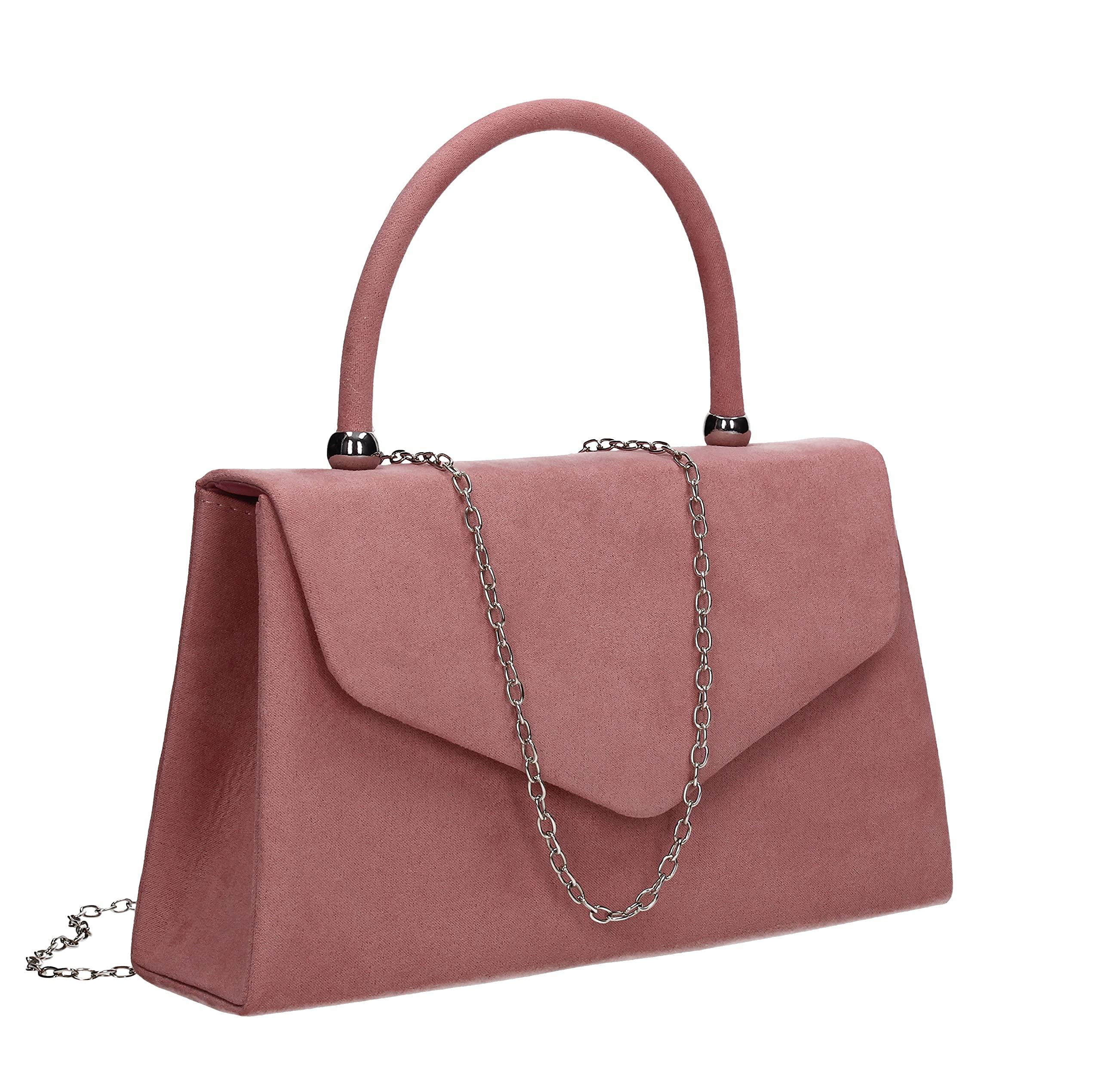 SwankySwans Kendall Faux Suede Envelope Womens Party Prom Wedding Clutch Bag Blush