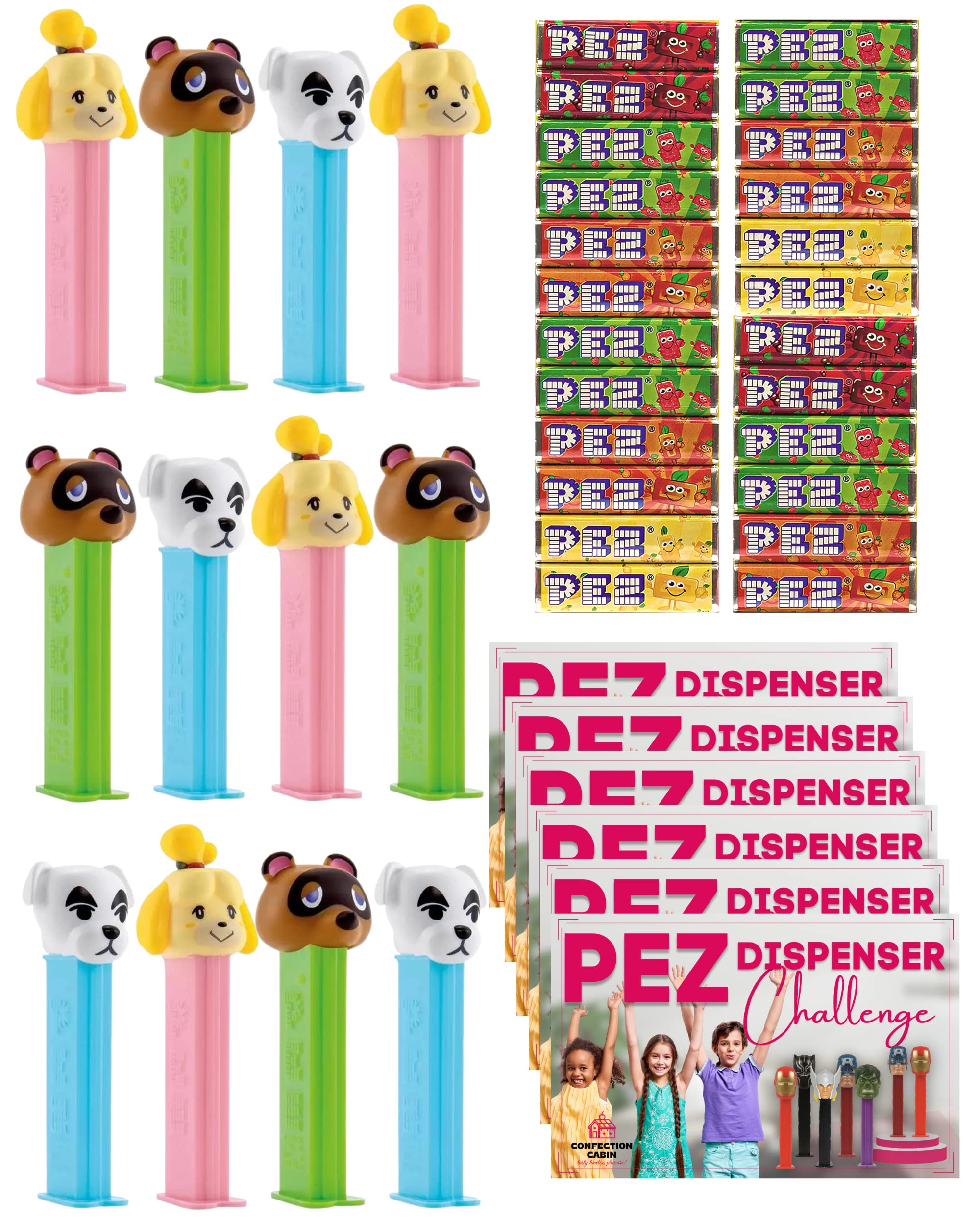 Pez Dispenser Set Bundle with 12 Animal Crossing Pez Characters, Pez Sweet Candy Refills, and Game Challenge Card (12x17g) | Excellent Treats as Birthday Gifts and Stocking Fillers