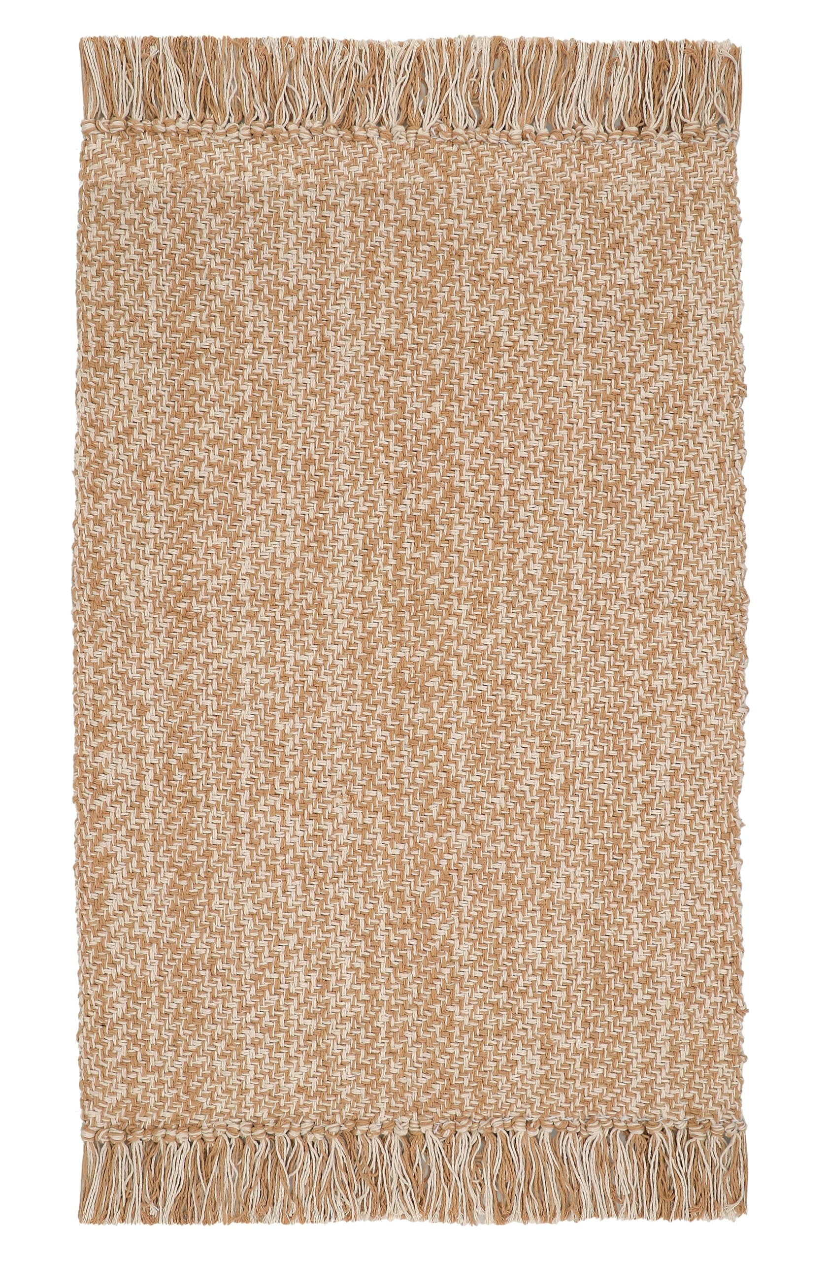 COTTON CRAFT Woven Area Rug - Reversible Boho Farmhouse Rustic Cotton Throw Rug Carpet with Fringe - Machine Washable Accent Mat for Bedroom Living