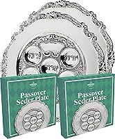 Vista 7 de The Dreidel Company Precio más bajo tradicional Seder de Pascua Plato 12" (plateado, individual)