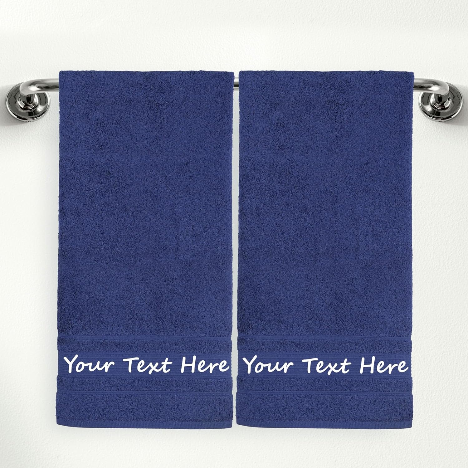 Qute Home Personalized Custom 2-Piece Bath Towels Set – 100% Cotton, Soft & Absorbent – Embroidered Name or Monogram – Hotel Towels for Bathroom, Spa, Hotel, Wedding & Gift – White