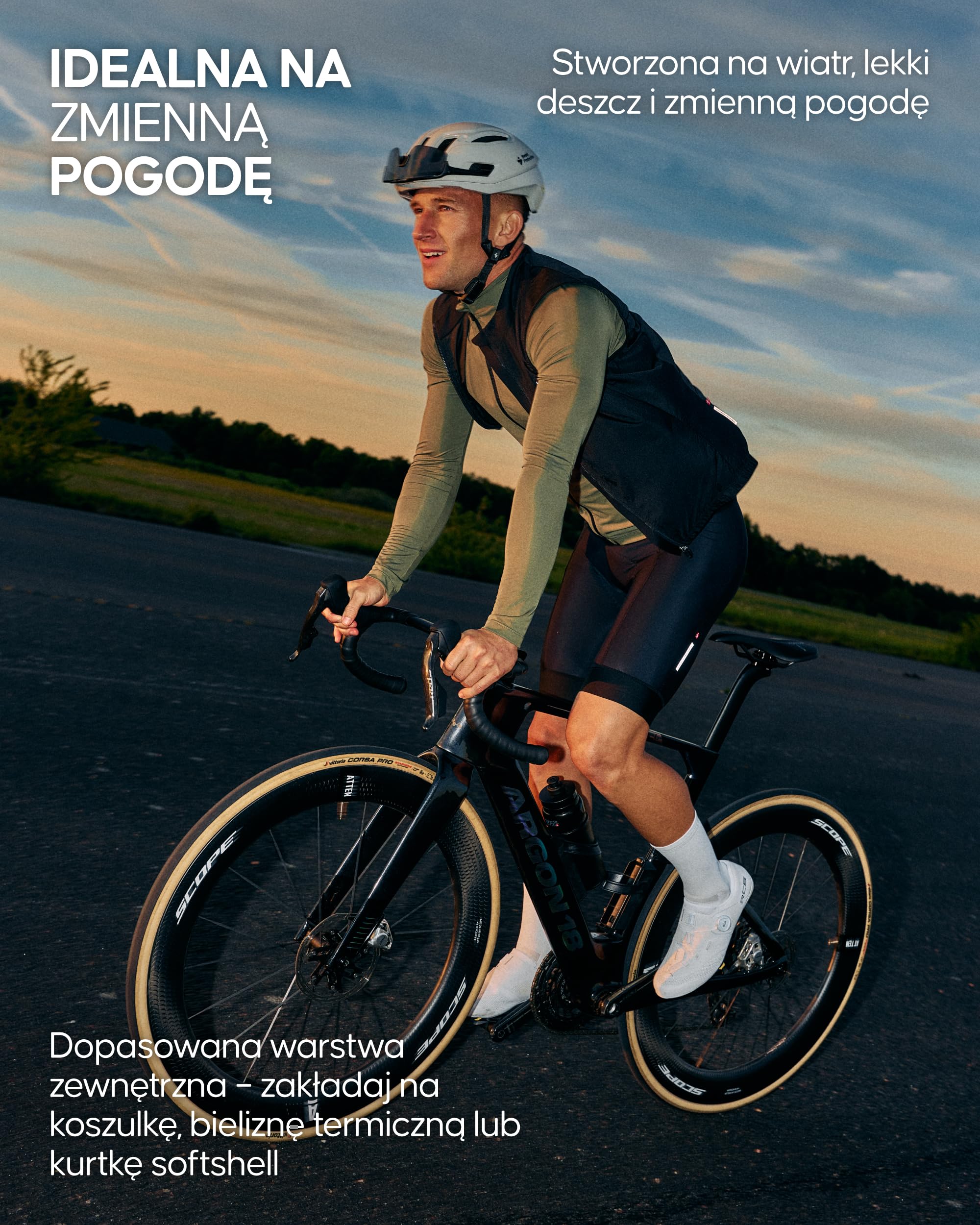 DANISH ENDURANCE Kamizelka Kolarska Męska, Wiatroodporna, Oddychający Tył | Kamizelka kolarska, wiatroodporna z przodu i oddychająca z tyłu, pakowna, do jazdy w zmiennych warunkach pogodowych