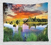 Vista 24 de Ambesonne Tapiz de cornamentas, cervatillo de ciervo de cola blanca en el desierto en el campo, tema de caza rural, colgante de pared