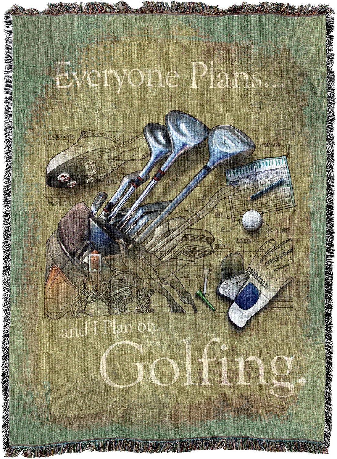 Pure Country Weavers Plan to Golf Blanket by Jim Baldwin - Sports Fan Coach Team Gift Tapestry Throw Woven from Cotton - Made in the USA (72x54)