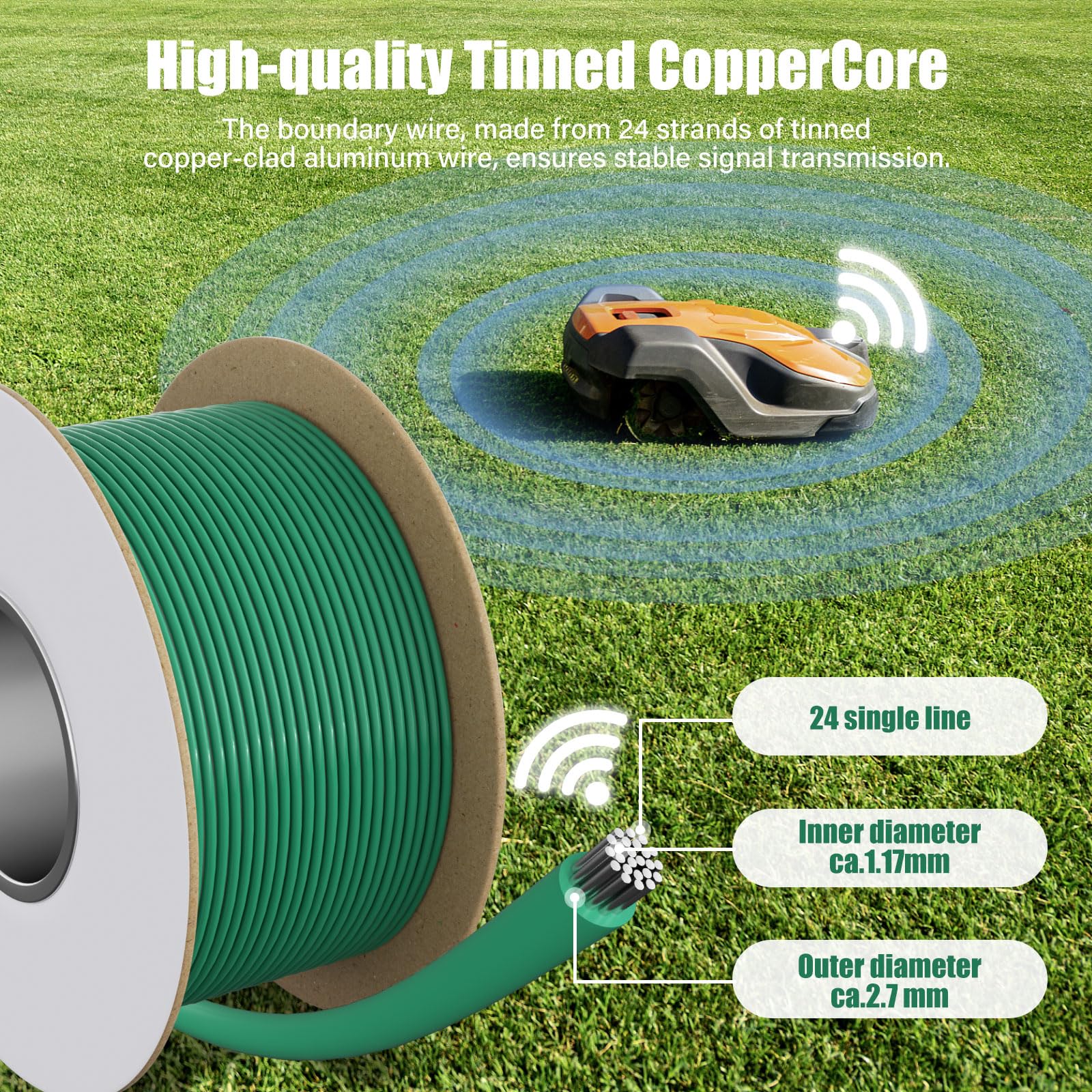 VELPAX 250M Boundary Cable,Universal Boundary Wire for Robot Lawnmower,Garden Wire Accessory Set,with 150 ground spikes,40 Cable Connectors,40 Connection Terminals - Image 7