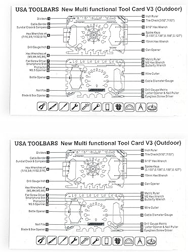 Miniatura 6 de USA Toolbars Tarjeta multiherramienta para cartera 46 en 1 innovadora tarjeta de crédito de negocios de acero inoxidable color negro