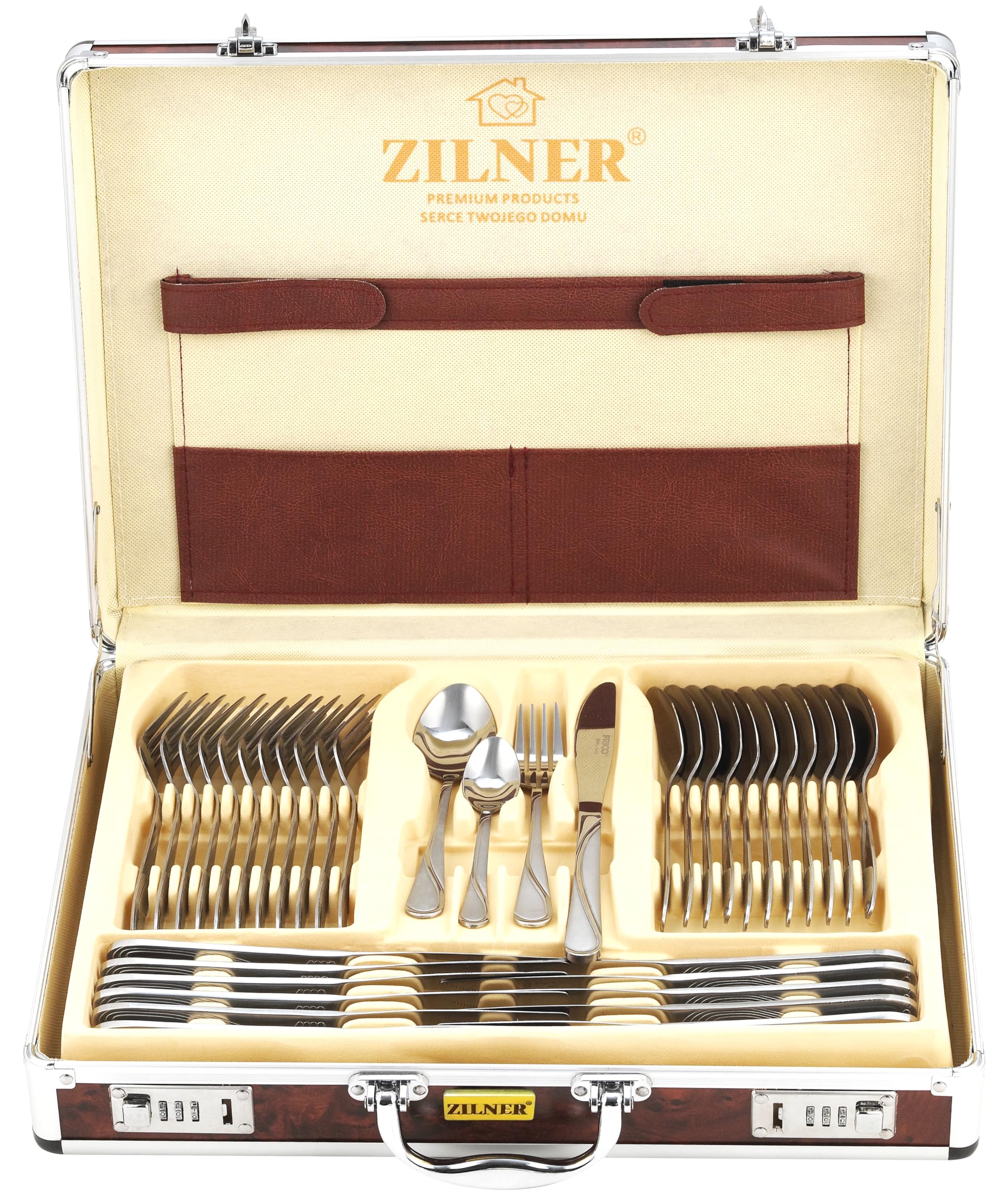 Besteck Set 72-teilig für 12 Personen, Edelstahl, Satin Finish | Besteckset im Koffer, spülmaschinenfest, rostfrei, Geschenkset, elegantes Edelstahl-Besteck für Tisch und Feierlichkeiten