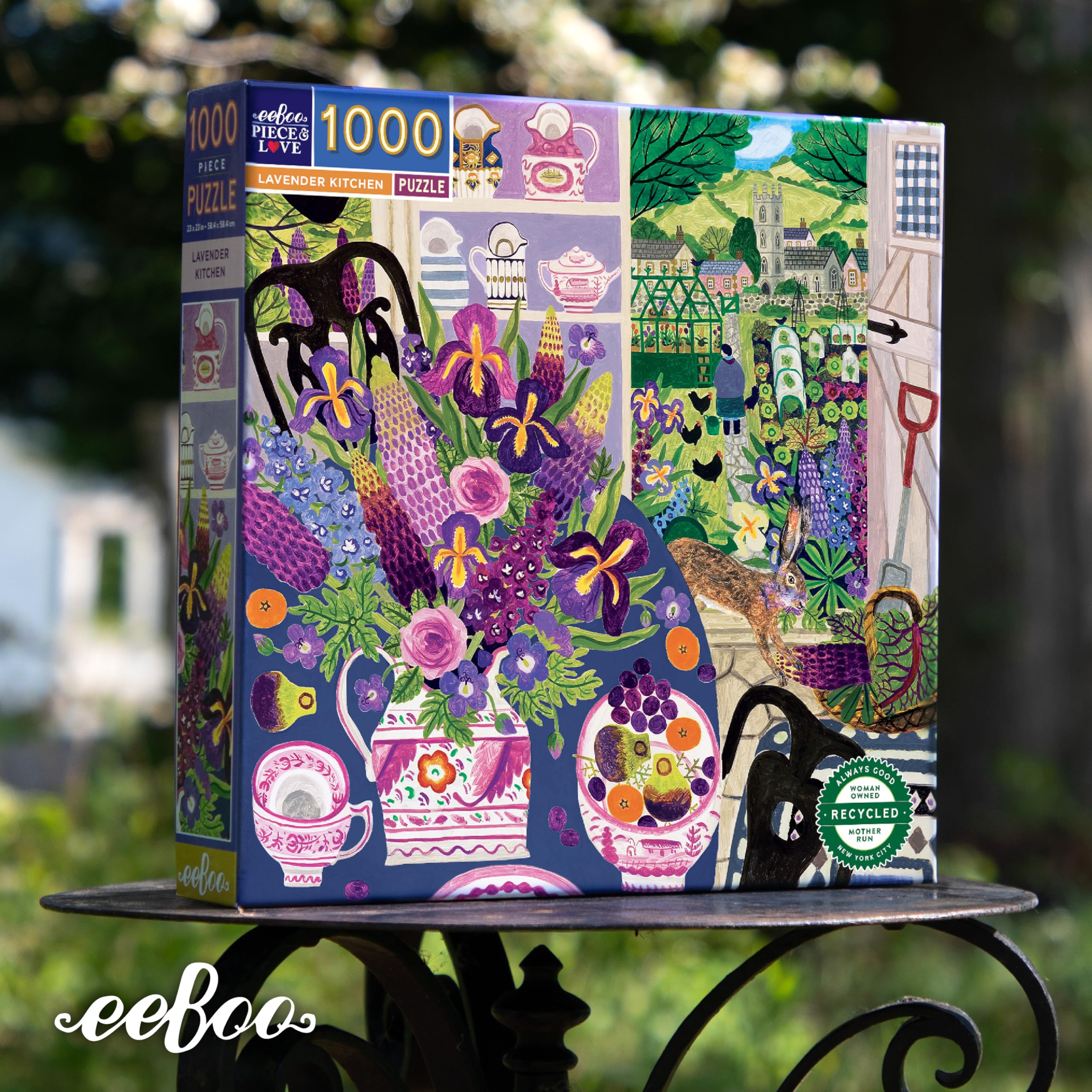 EEBOO - Lavender Kitchen - Puzzle Adulte 1000 pièces - Belle représentation des Plantes de Lavande dans la Cuisine - Puzzle en Carton recyclé - PZTLVK