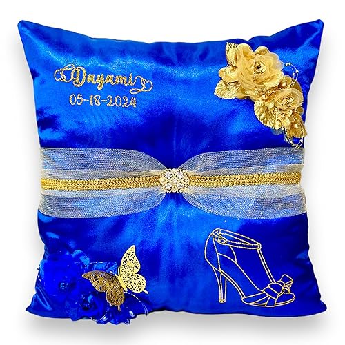 Miniatura 3 de Quinceañera Pillow Set  Sweet 16 Full Set, Quinceanera's Accessories (Blue, Shoe Pillow)