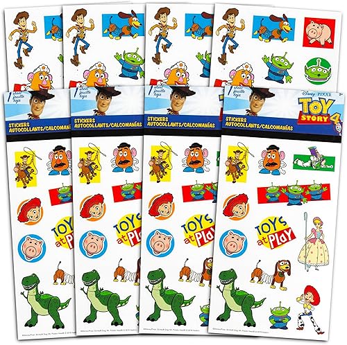 Disney Pixar Toy Story - Juego de pegatinas para fiestas El paquete incluye 8 hojas de calcomanías de Toy Story con Buzz, Woody, Rex, Mr. Potato