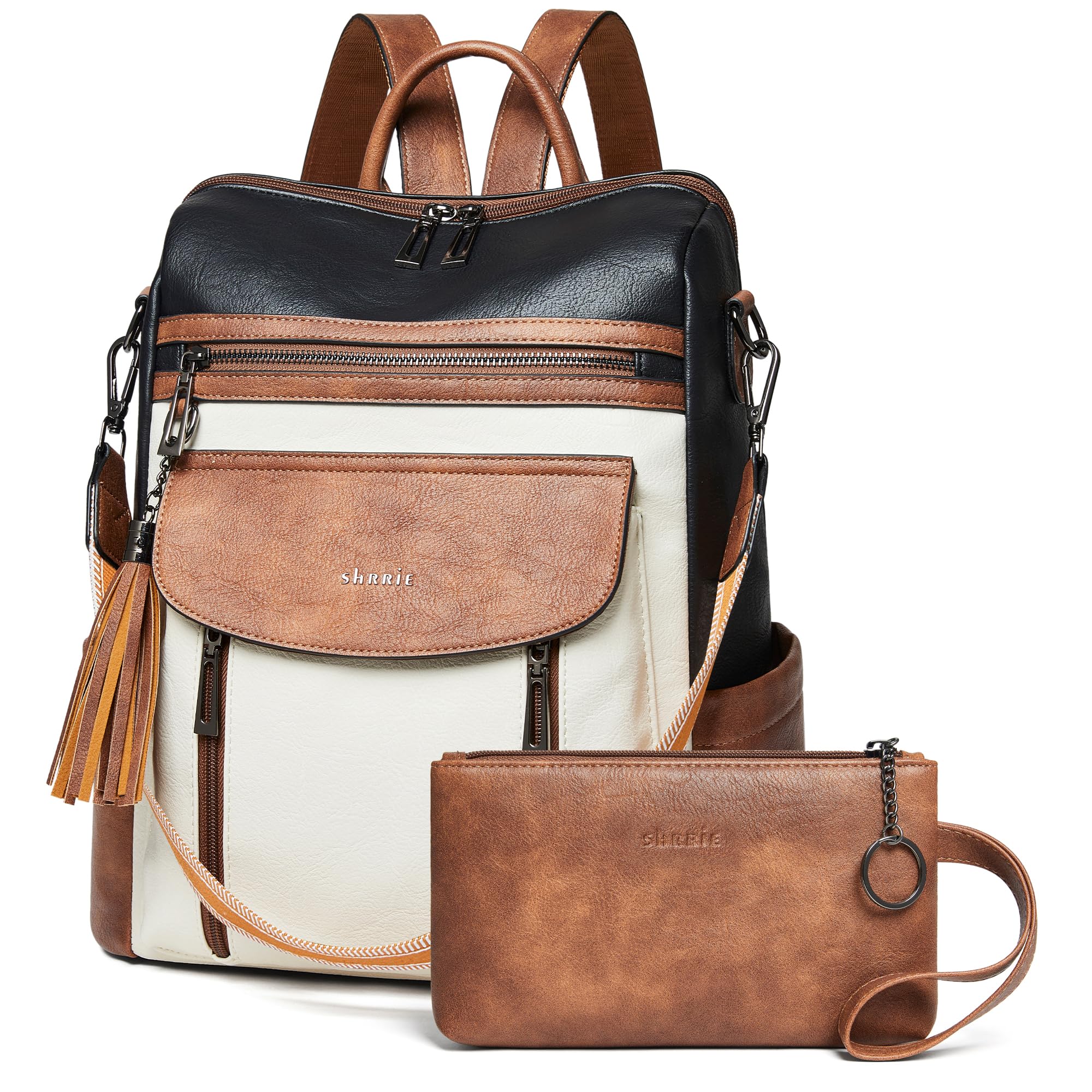 Shrrie Rucksack für Damen, modischer Leder-Rucksack, Geldbörse, Designer-Reiserucksack, Schultertasche, 2-8 Vintage Dunkelgrün, Modern