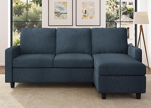 Miniatura 9 de Honbay - Sofá convertible en forma de L con tejido de lino moderno para espacios pequeños Beige,Gris,Azul medio,Beige oscuro medio,Gris oscuro