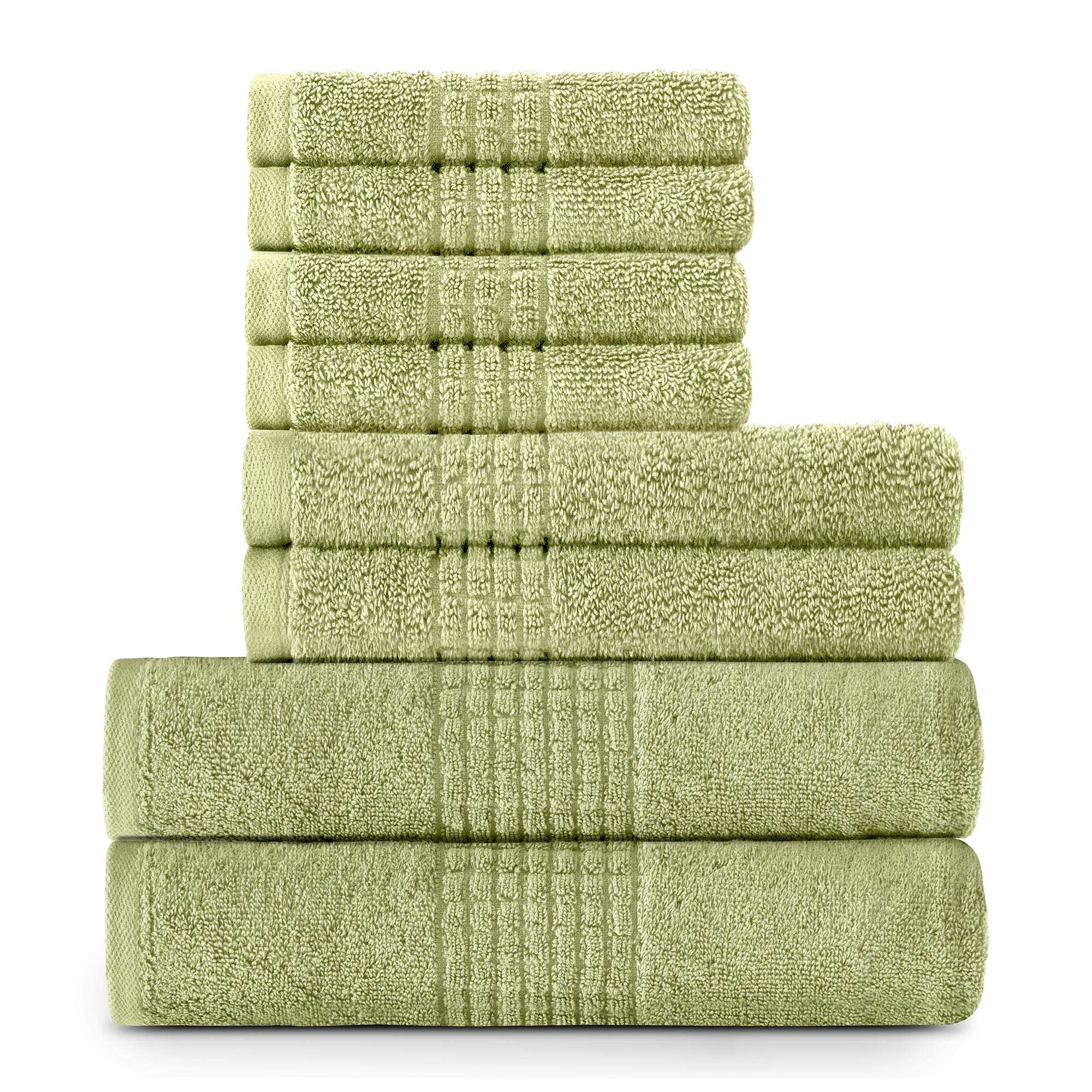 Lavish Touch 8-Piece Premium Towel Set | 2 Bath Towels,2 Hand Towels, 4 Face Towels | 700 GSM 100% Ring Spun Cotton | Skin-Safe Cotton, Highly Absorbent Towels for Daily use (Spearmint)