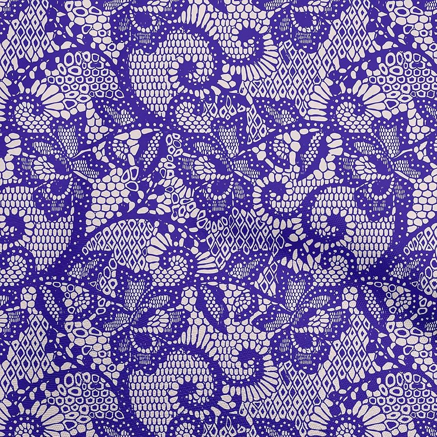 Amazon.com: oneOone Rayon Dark Purple Fabric Lace Floral