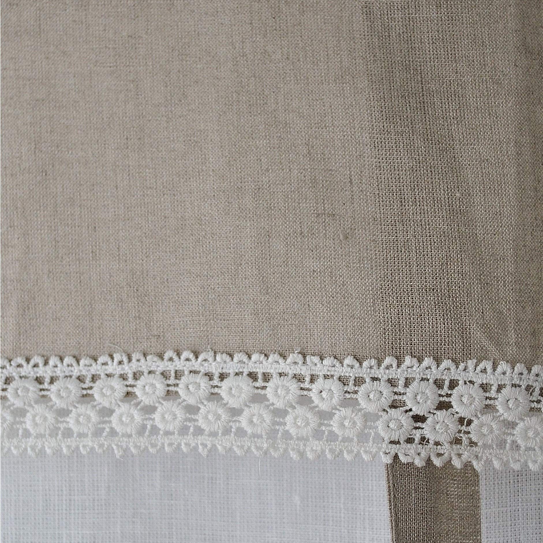 Kutti Store Voilage Venezia 100% Pur Lin Passe Tringle Blanc Naturelle Ruban bordé Hauteur réglable L 120 x H 100 cm…