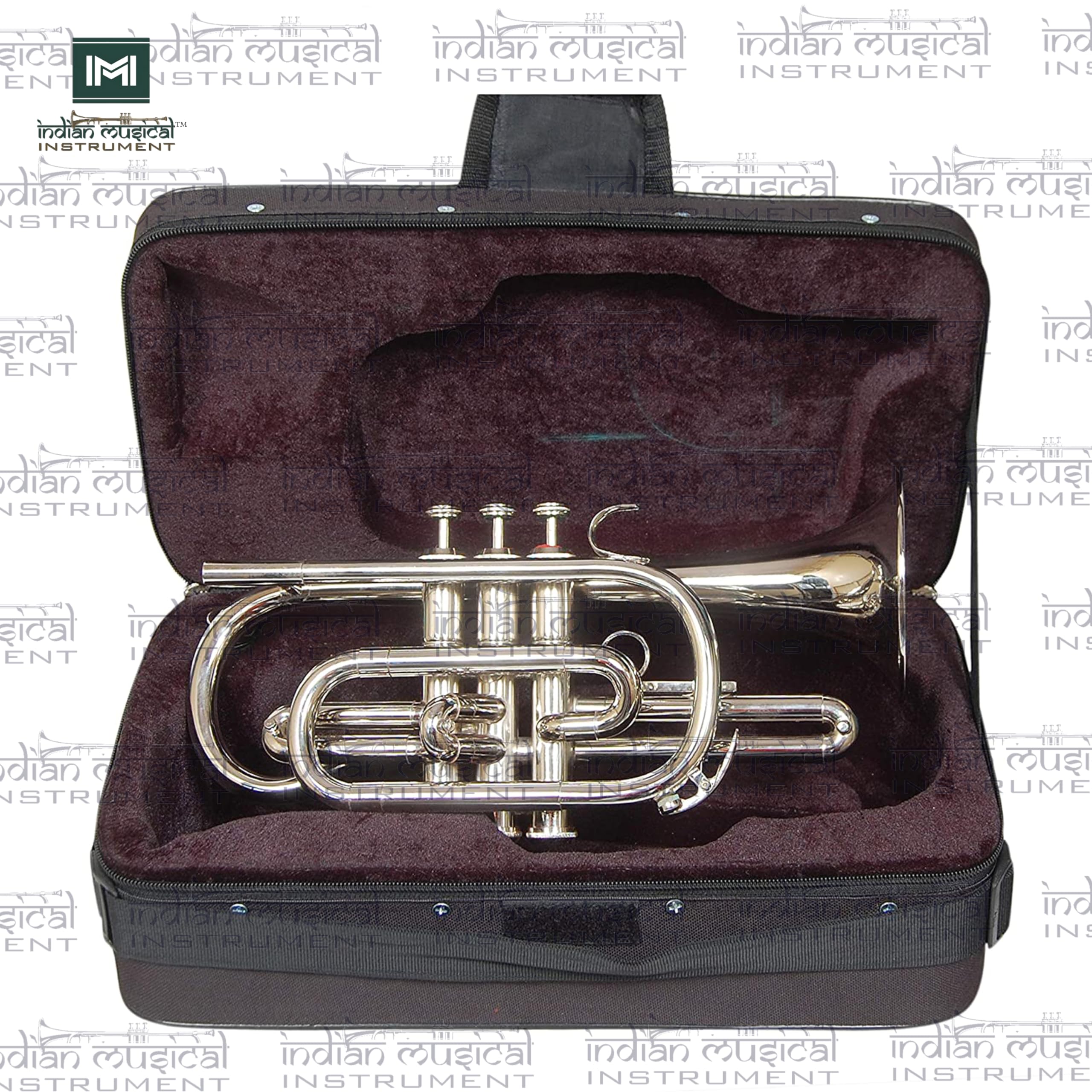 Strumento musicale indiano tromba cornetta 3 valvole, passo in Sib, qualità premium con bocchino e custodia per il trasporto, argento