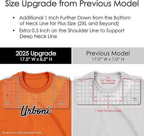 Miniatura 8 de Guía de alineación de vinilo para regla de camiseta (actualización 2025 – talla XL) – Herramienta de medición de camisa diseño de centro de