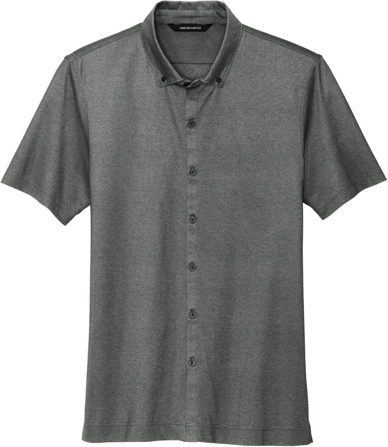 Unisex Stretch Pique Full-Button Polo | Button Down Collared Shirt for Men & Women, Business Casual Shirt