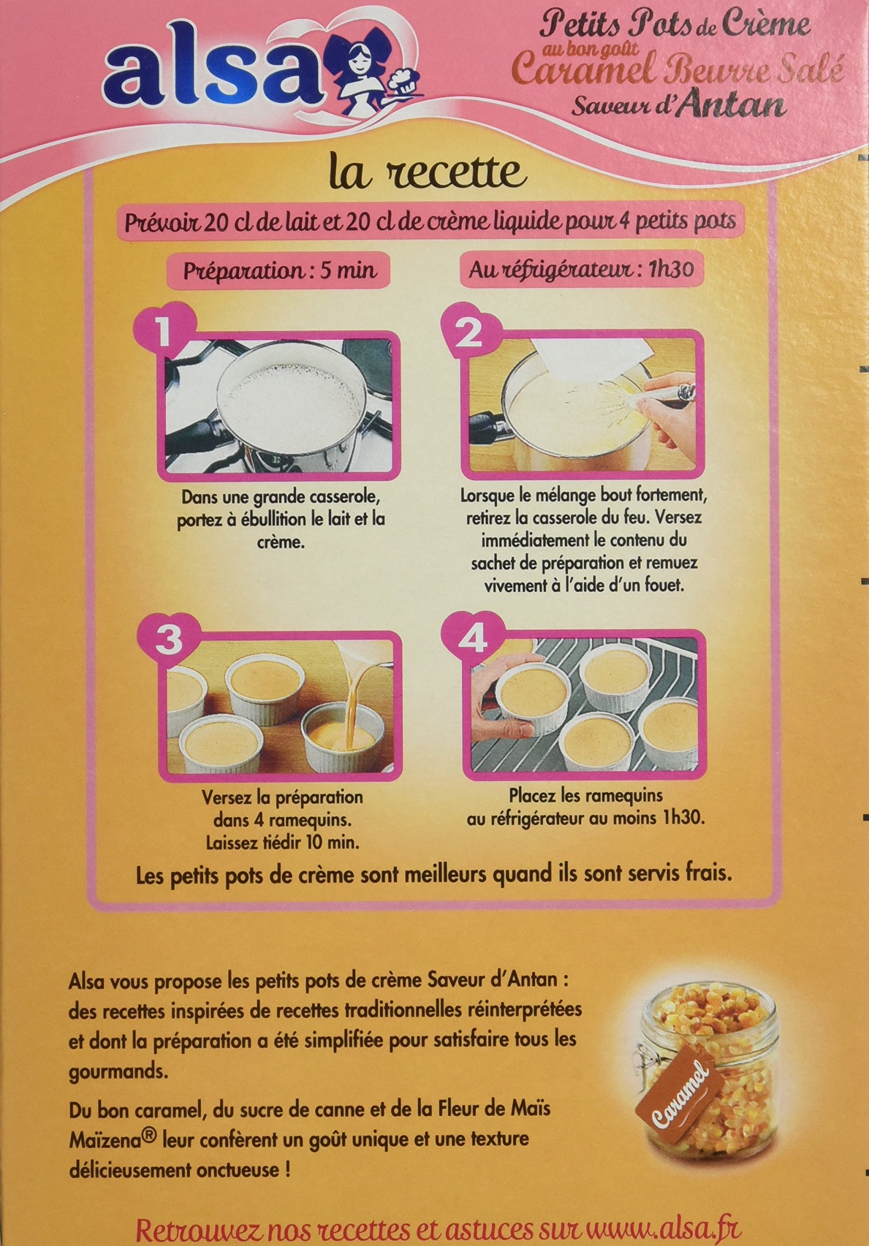 Alsa Préparation Crème dessert Caramel Saveur d'Antan 2 Sachets 120g - Lot de 4