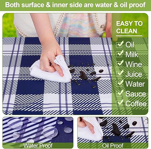 Miniatura 167 de Play Tailor - Mantel para mesa de pícnic con cubiertas para bancas, impermeable y a prueba de viento con bolsa de cordón, ajustable a mesas y bancas