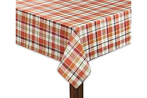 Festive Fall Elegance: COTTON CRAFT Rust Orange Plaid Tablecloth