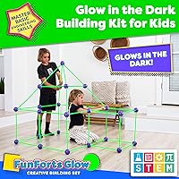 Vista 2 de Fun Forts Kit de Construcción de Fortaleza Brillante para Niños - Paquete de 81 Juguetes de Construcción STEM que Brillan en la Oscuridad, Tienda