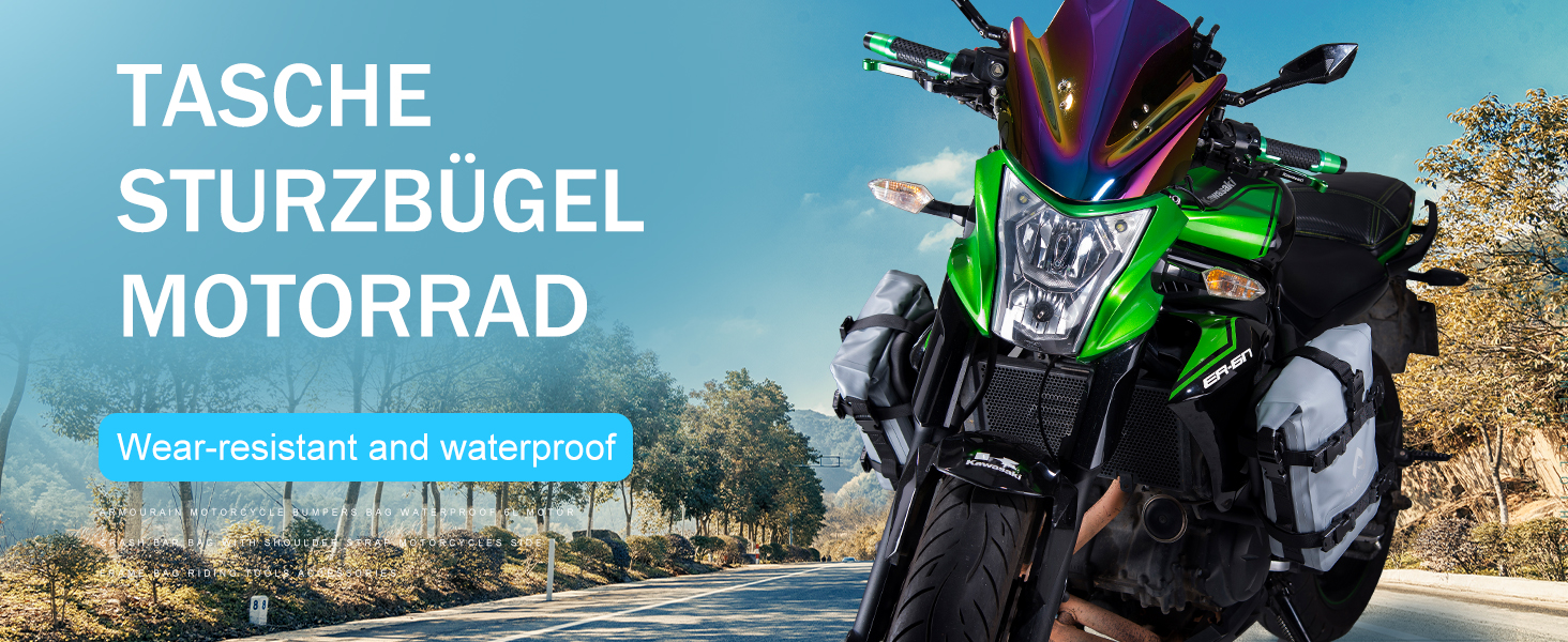 ARMORAIN Motorrad Sturzbügel Tasche 6L Schwarz Camo - Wasserdicht Für Motorrad Gepäck