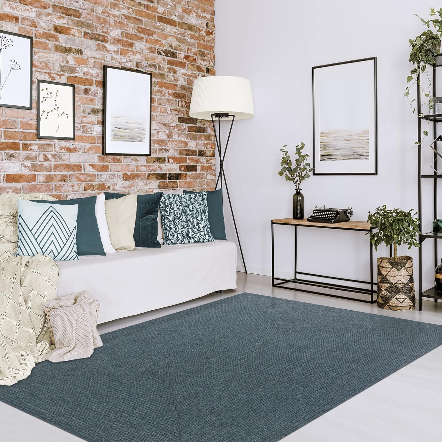 Superior Indoor/ Outdoor Large Area Rug, Reversible Braided Home Floor Decor for Living Room, Kitchen, Entryway, Patio, Front Porch, Deck, Modern, Boho, Farmhouse Style, 4' x 6', Lagoon Breeze