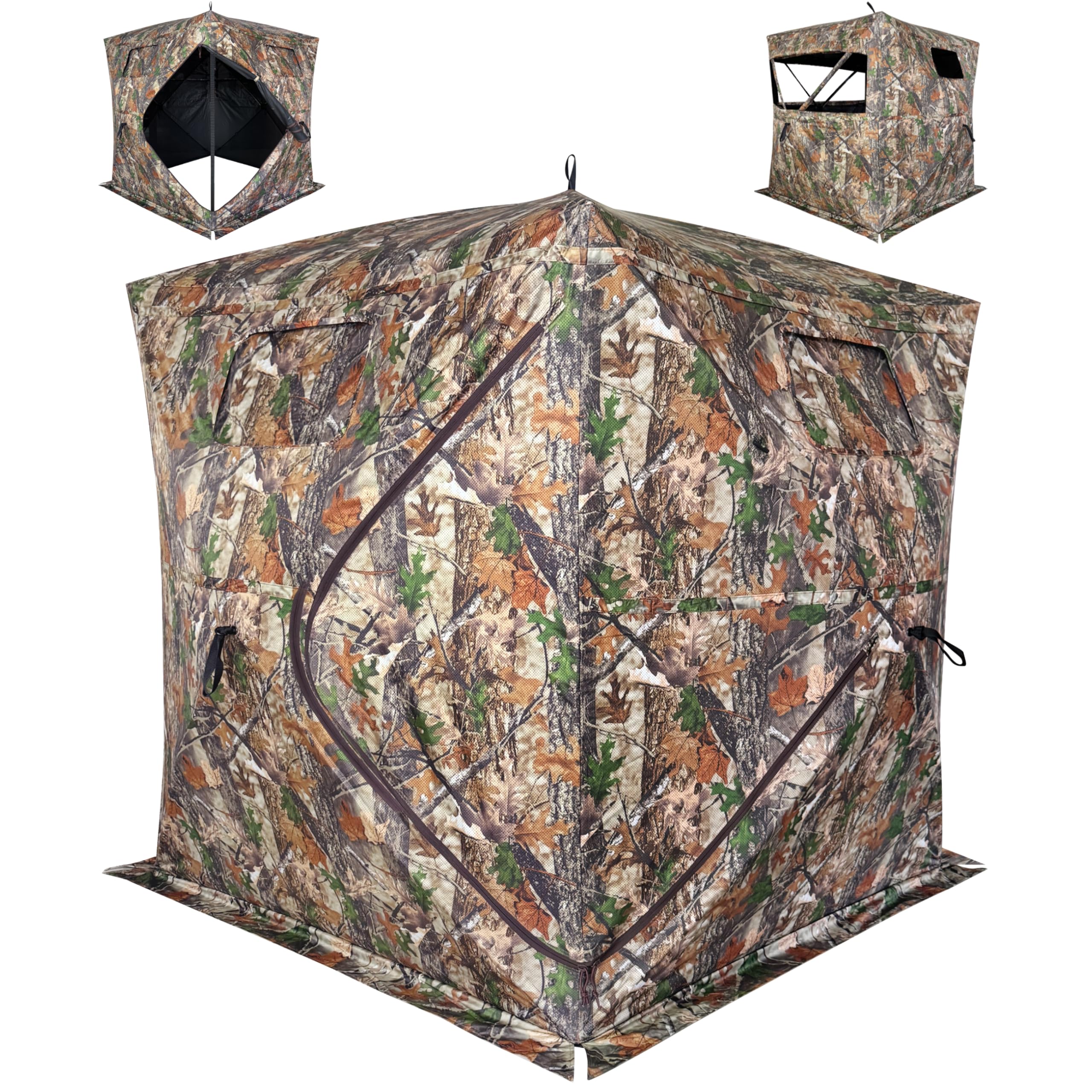 Hunting Blind 360 Degree 2/3 Person Pop Up Ground Blinds See Through Ground Blind with Carrying Bag for Turkey Hunting