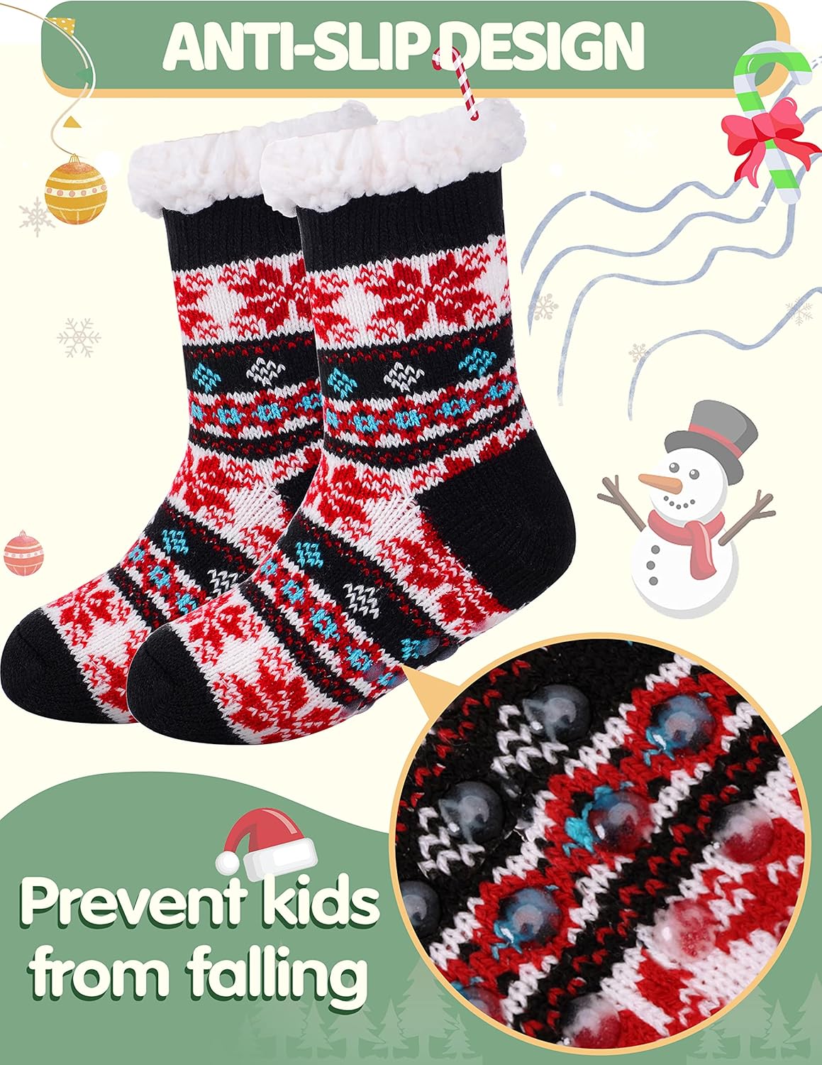 MOGGEI Girls Slipper Fuzzy Socks Kids Boys Fluffy Fleece Lined Warm Plush Sherpa Winter Child Home Socks - Image 3