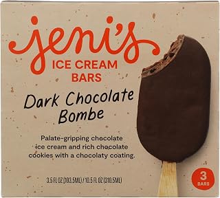 Jeni's Dark Chocolate Bombe Ice Cream Bar - Rich Chocolate Ice Cream, Cookies & Chocolaty Coating, 9oz Clean Ingredients