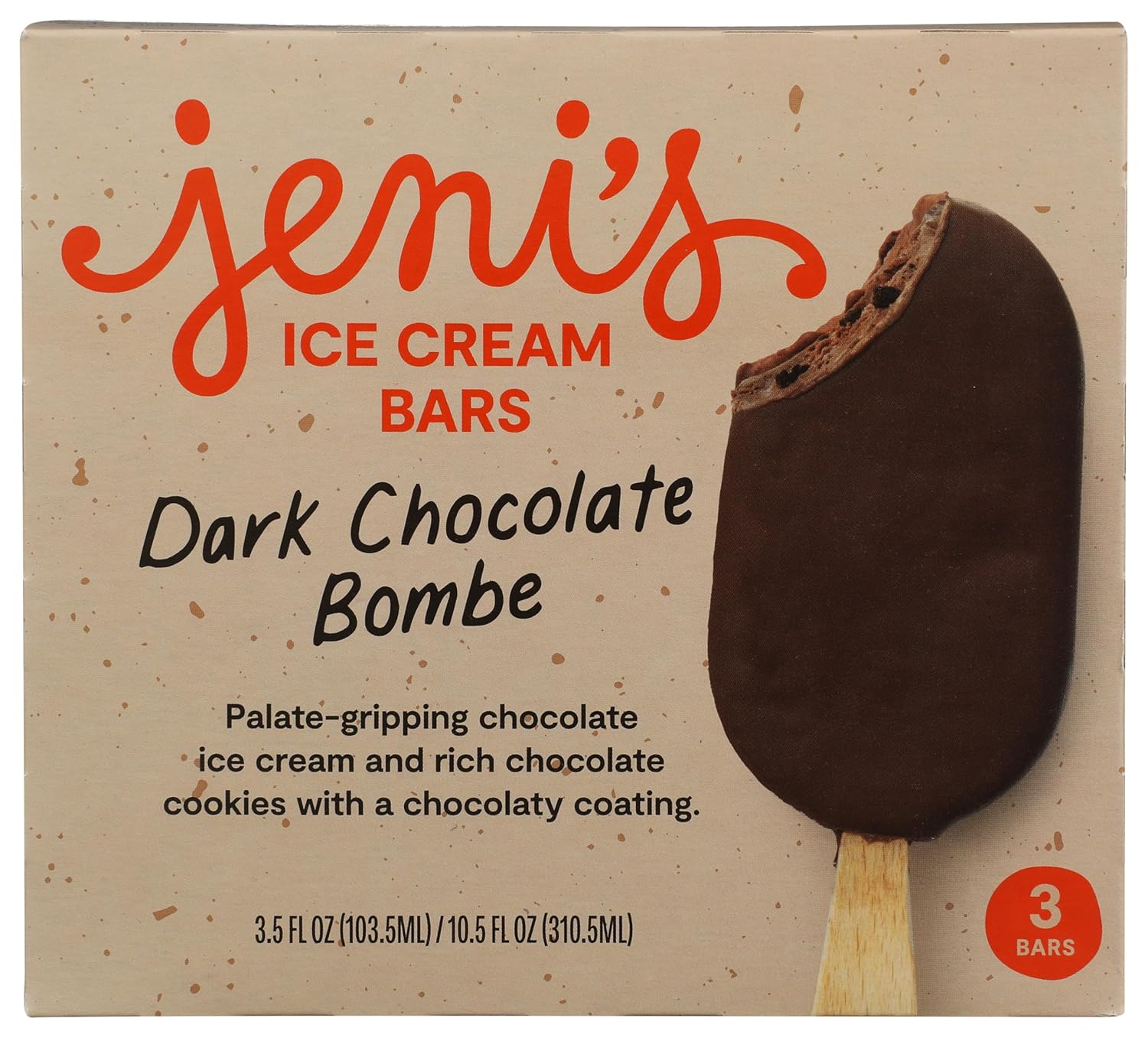 Jeni's Dark Chocolate Bombe Ice Cream Bar - Rich Chocolate Ice Cream, Cookies & Chocolaty Coating, 9oz Clean Ingredients