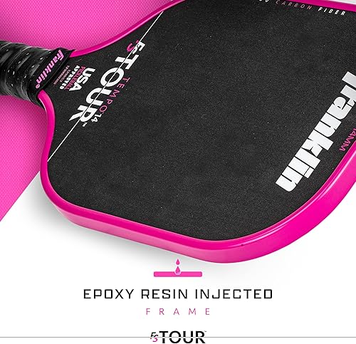 Miniatura 4 de Franklin Sports Pro Pickleball - Juego de paletas de fibra de carbono FS Tour Series, cubierta + borrador, 0.551 in + 0.630 in