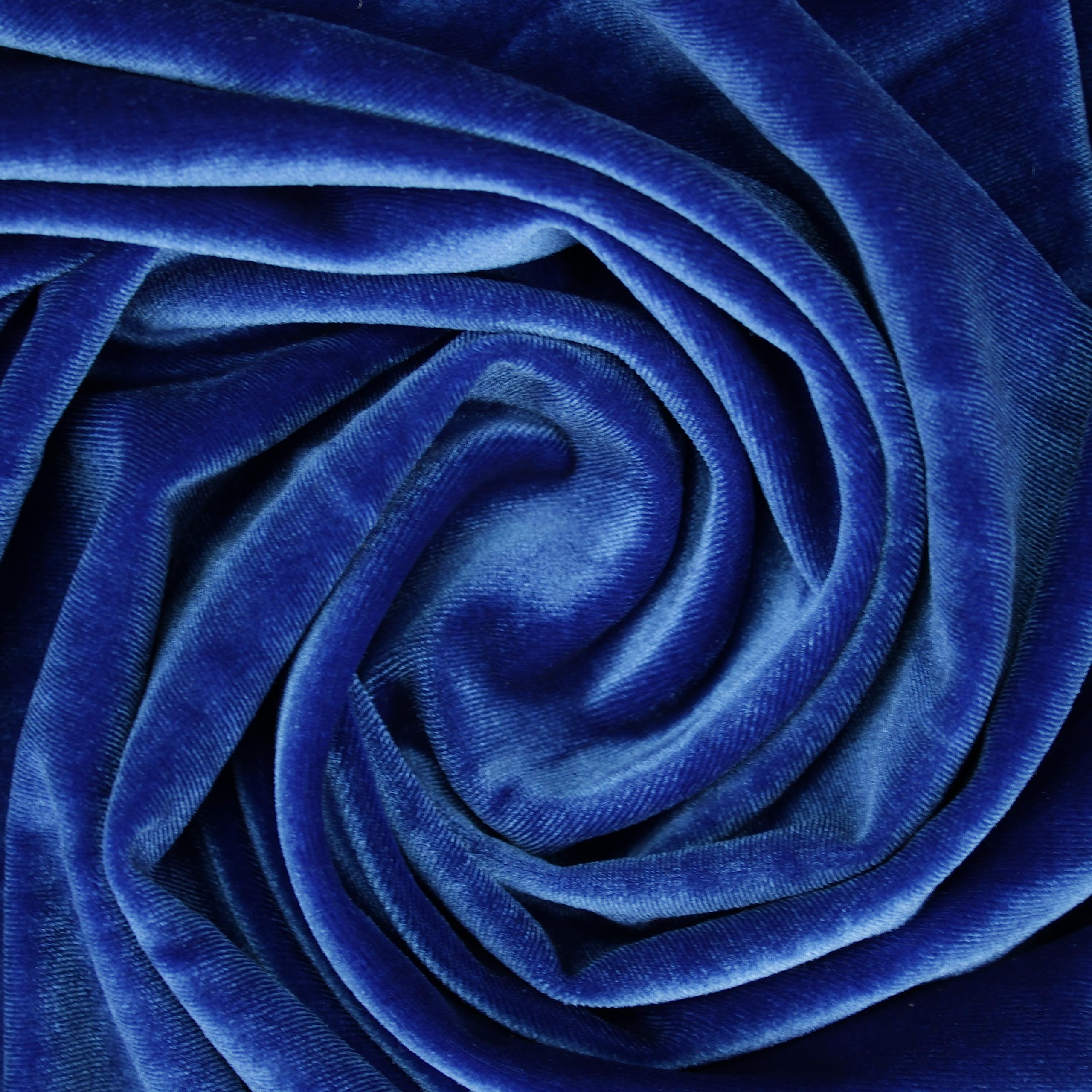 TELA DE TERCIOPELO ELÁSTICO POR METROS DE COLOR LISO, ANCHO 150cm (3 METROS, AZUL)