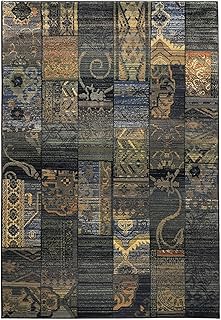 Klassischer Orientteppich mit Vintage und Patch Effekt | sehr robust und strapazierfähig | 90 x 160 cm; Farbe: Blau | Gabiro