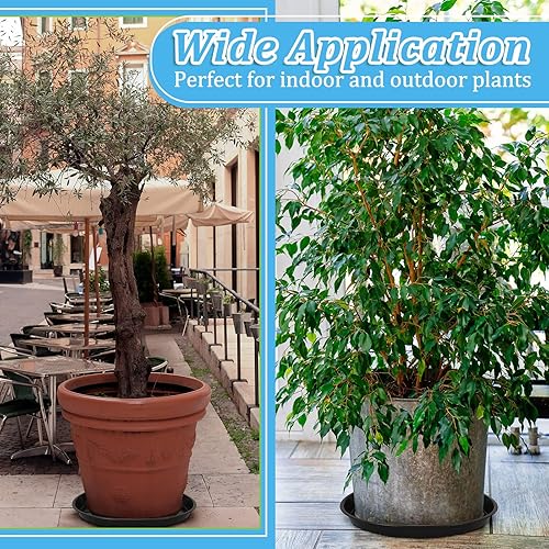 Miniatura 7 de Eccliy Paquete de 6 platillos de plástico resistentes para macetas, platillos grandes para macetas, bandejas de agua de plástico para interiores y