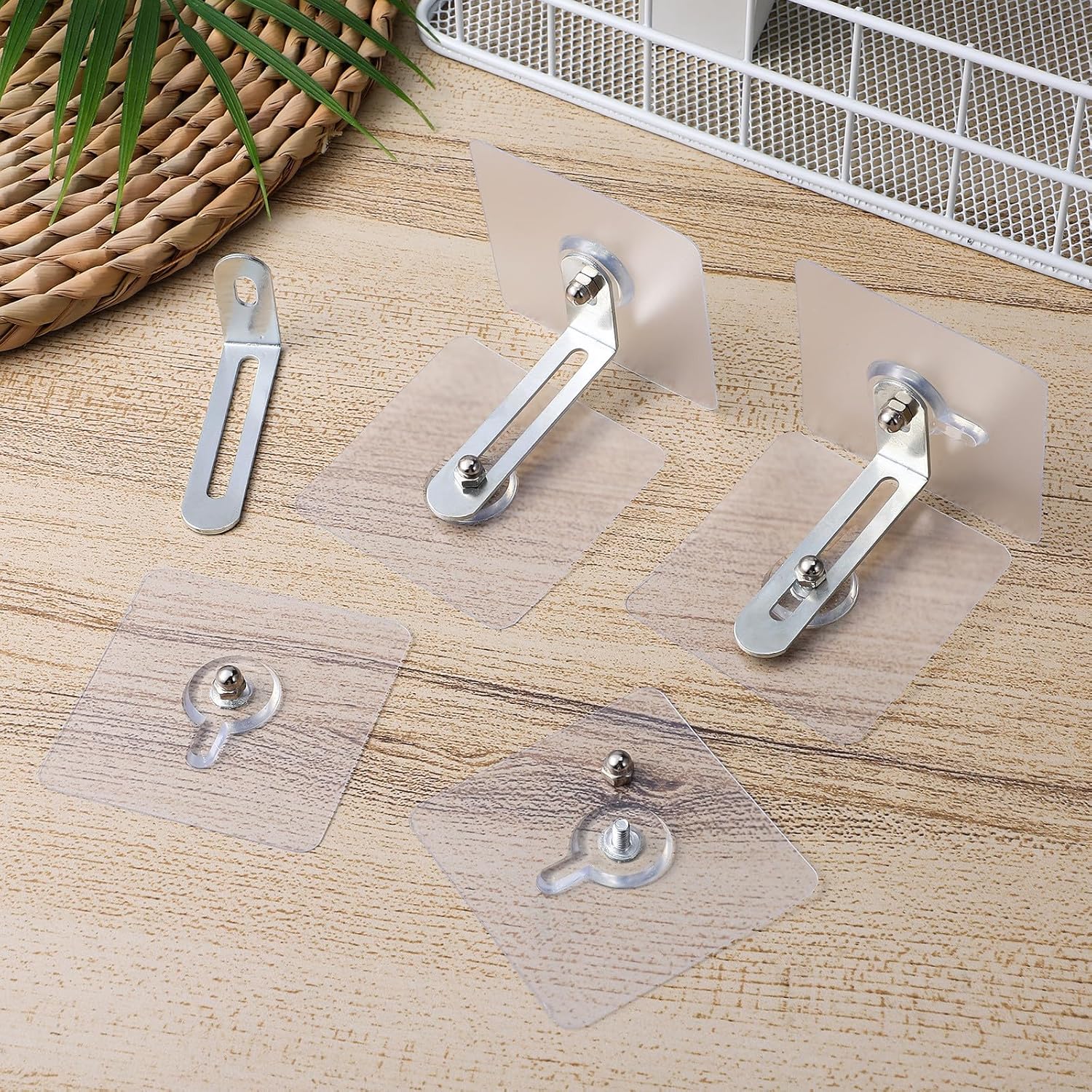 12 Pcs No-Drill Furniture Anchors Adhesive Cabinet Safety Straps Anti-tip Wall Hooks for Bookshelf Dresser Securing Household Use 6x6cm