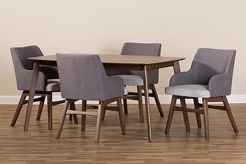 Miniatura 22 de Baxton Studio Monte Mid-Century - Sillón de tela gris bicolor Gris,Marrón,Café nogal,https://www.amazon.com/dp/undefined