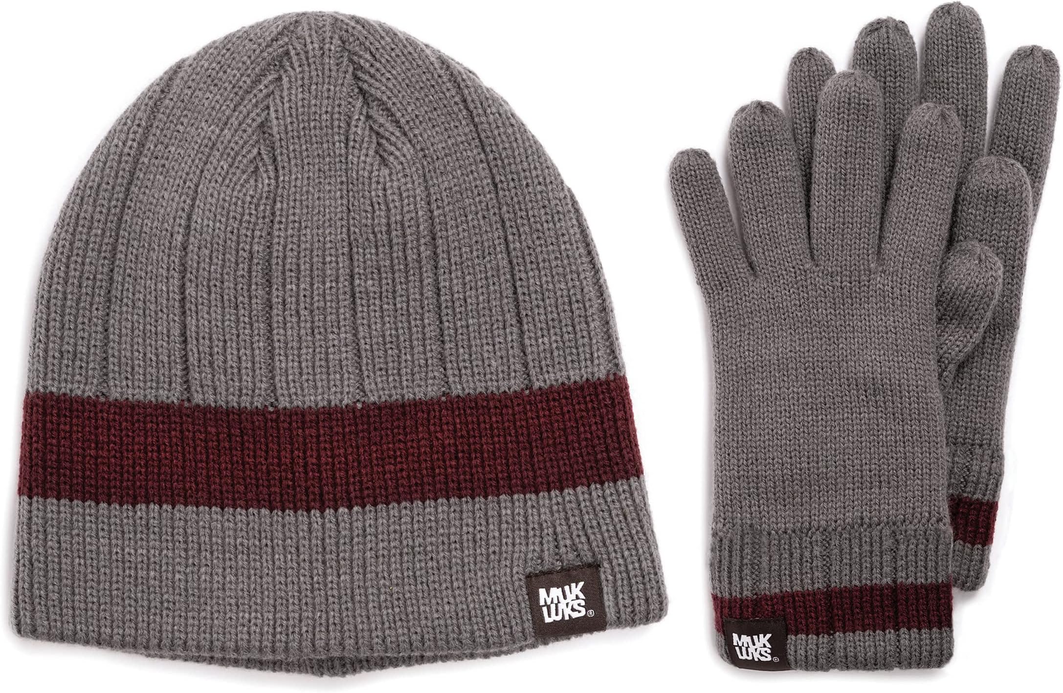mens Muk Luks® Men's Beanie and Glove Set Cold Weather Hat