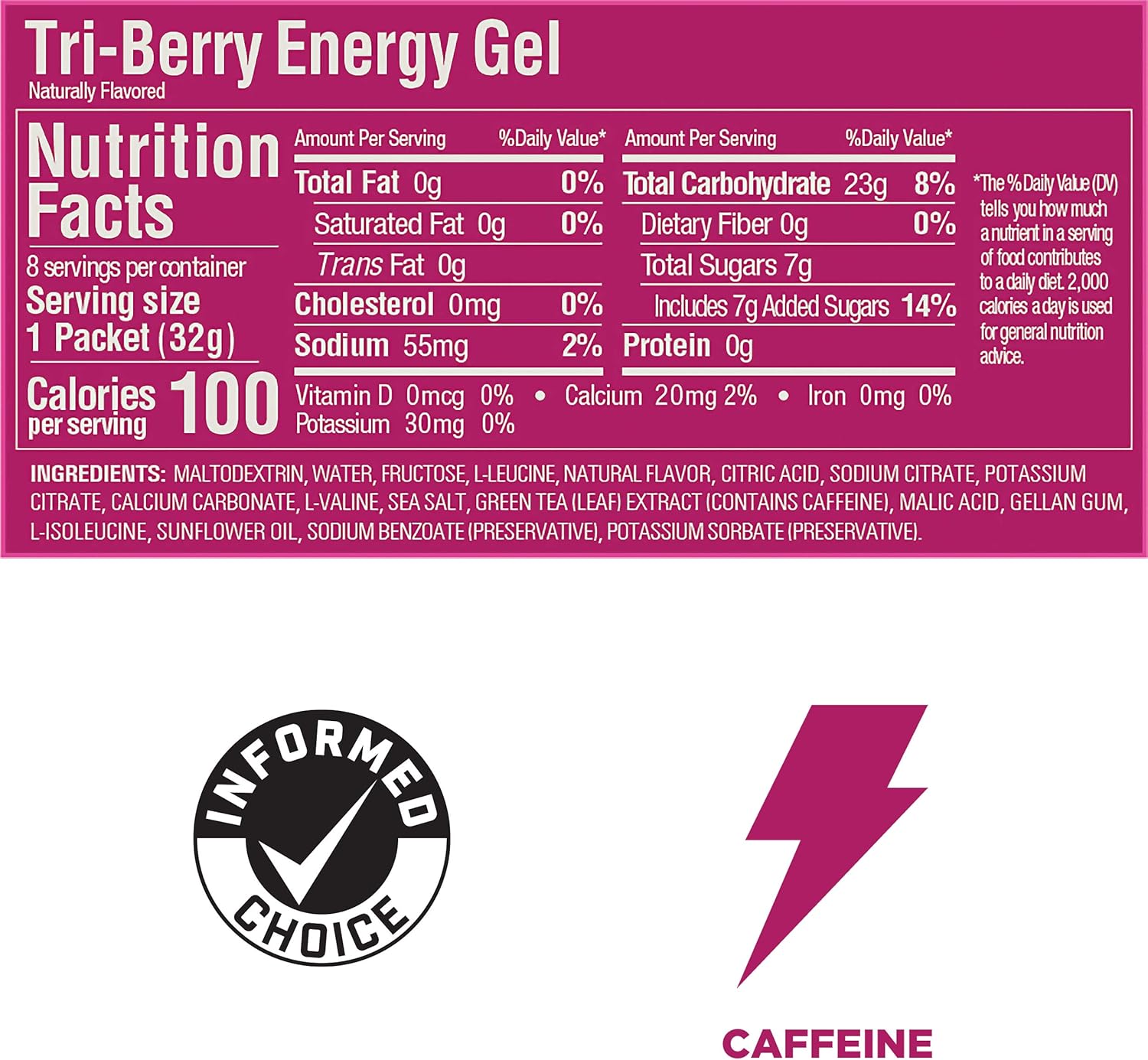 GU Energy Original Sports Nutrition Energy Gel, 8-Count, Tri-Berry : Health & Household