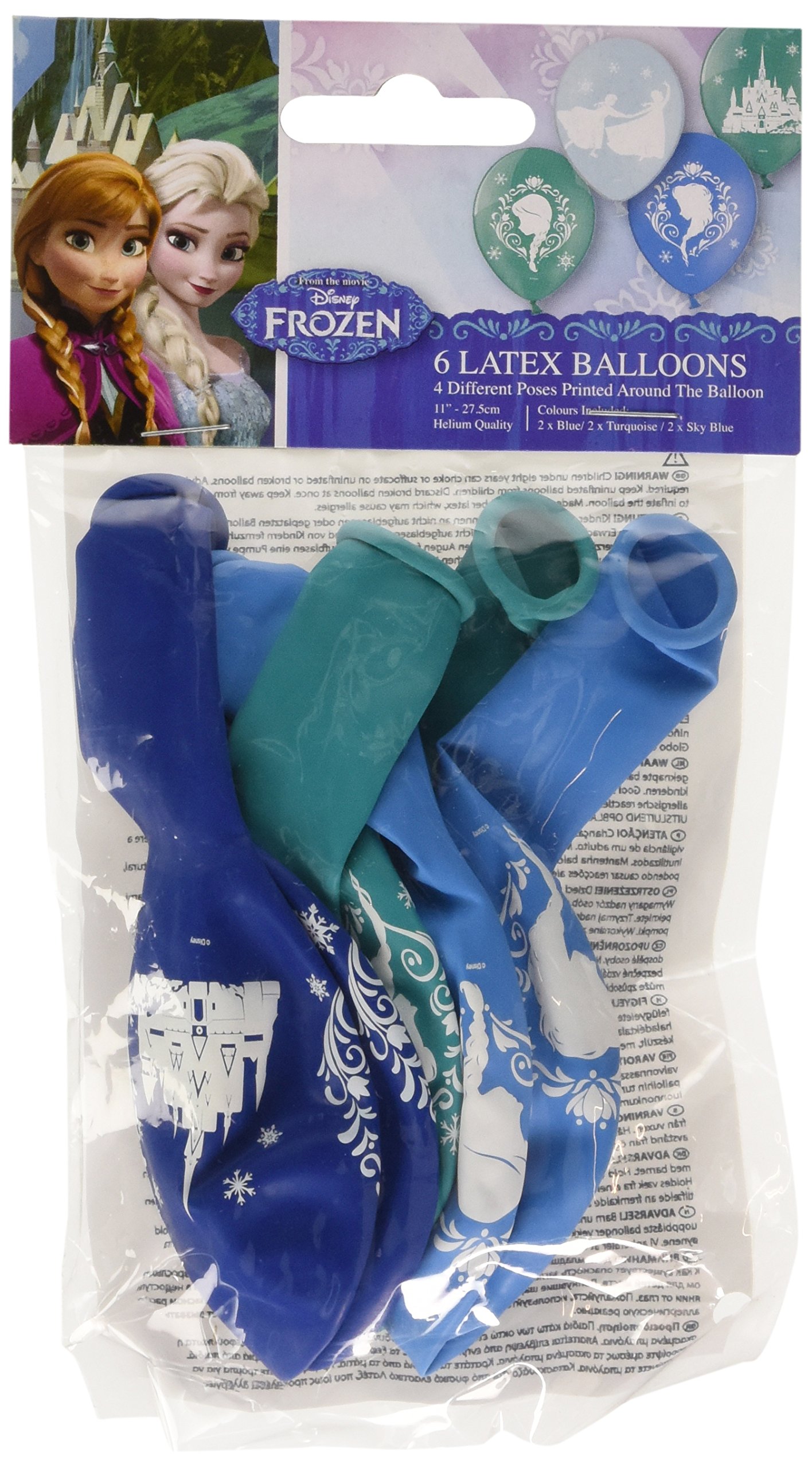 Disney Frozen 998507 Latex Balloons with 4 Sided Print Design-6 Pcs