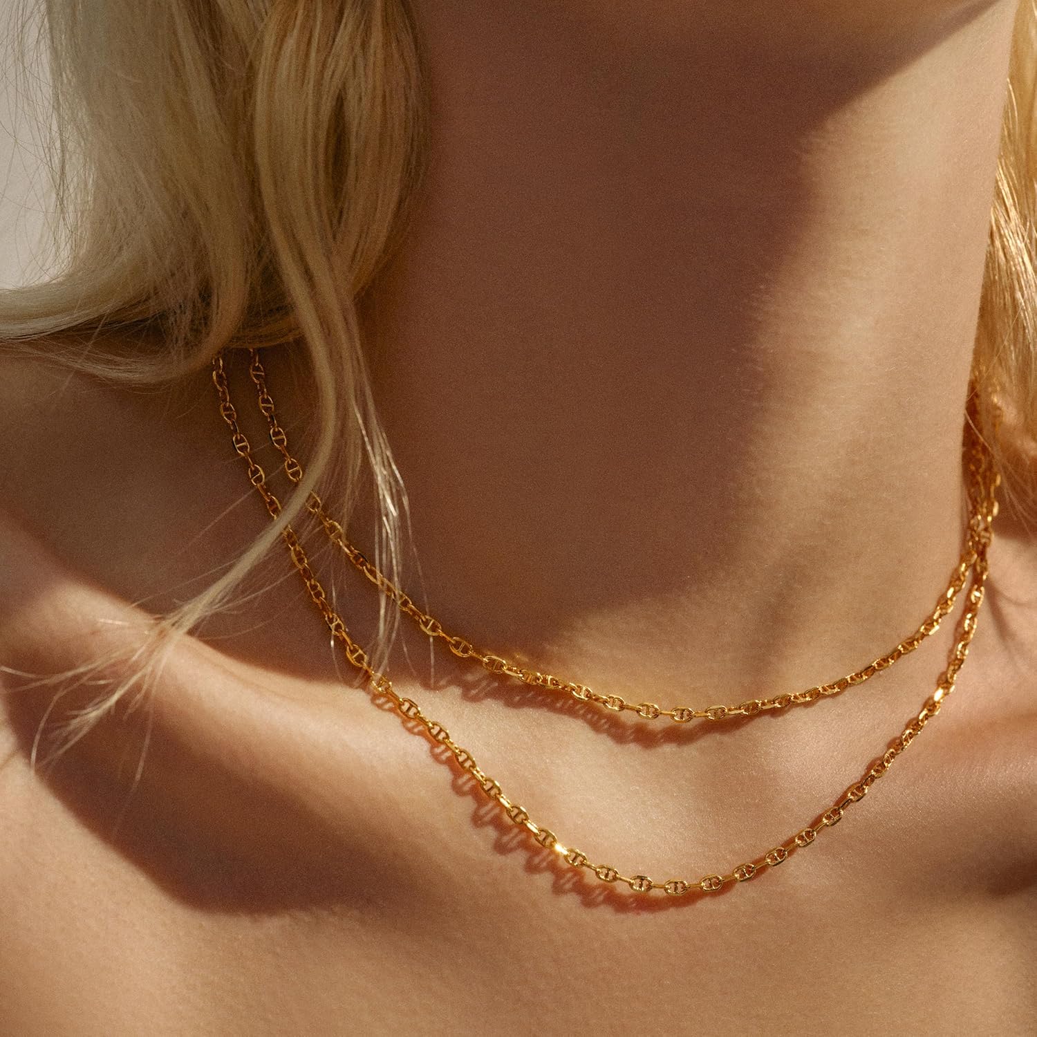 Gold Thin Chain Necklaces for Women, 18K Gold Plated Dainty Gold Mariner Cuban Link Chains Adjustable Trendy Layered Necklace Stack for Women Jewelry Gifts, Multiple Ways to Wear - Image 3