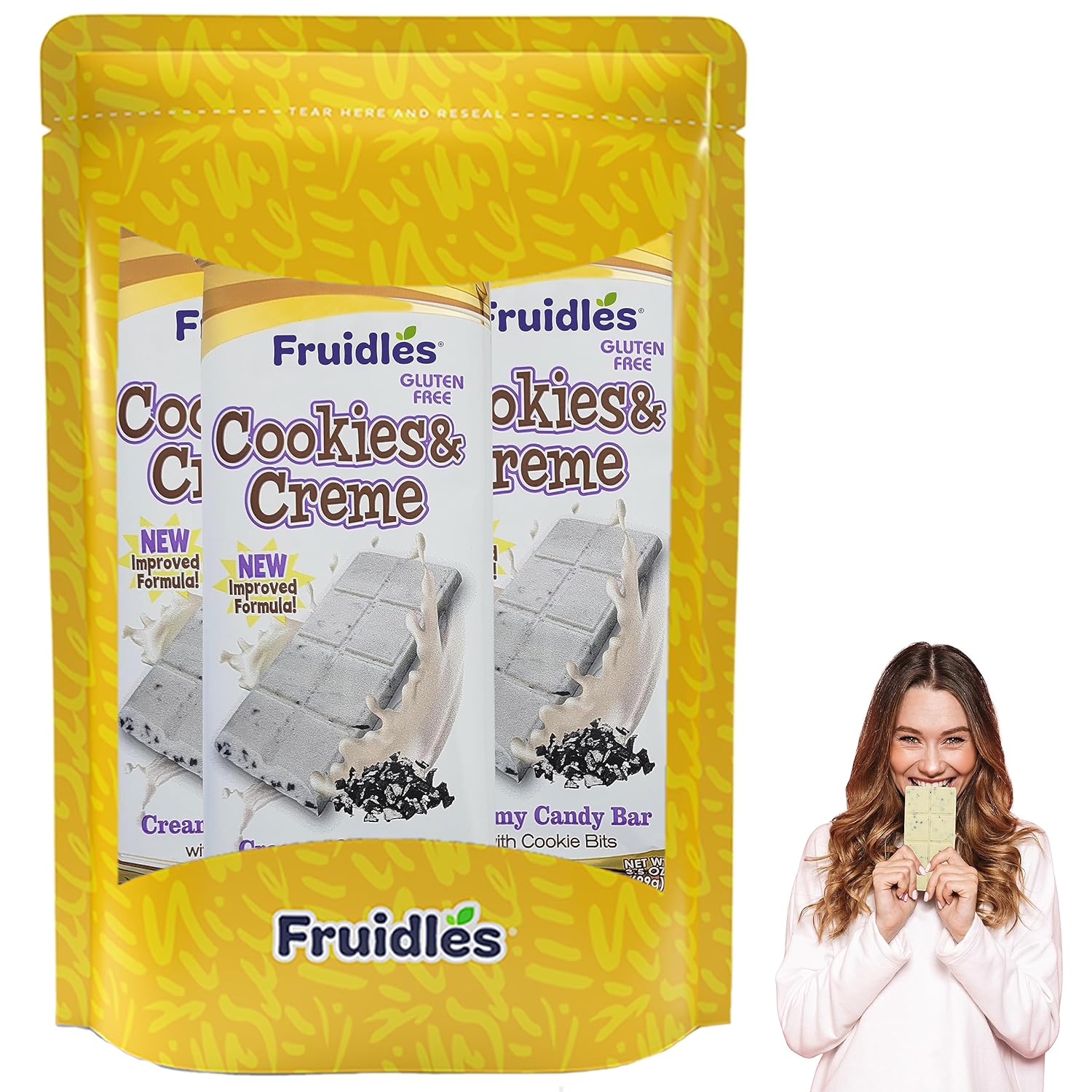 Fruidles Cookies & Cream Bark Bar, Holiday Favorite Kosher Certified, Individually Wrapped Bars, 3.5oz (6-Pack)