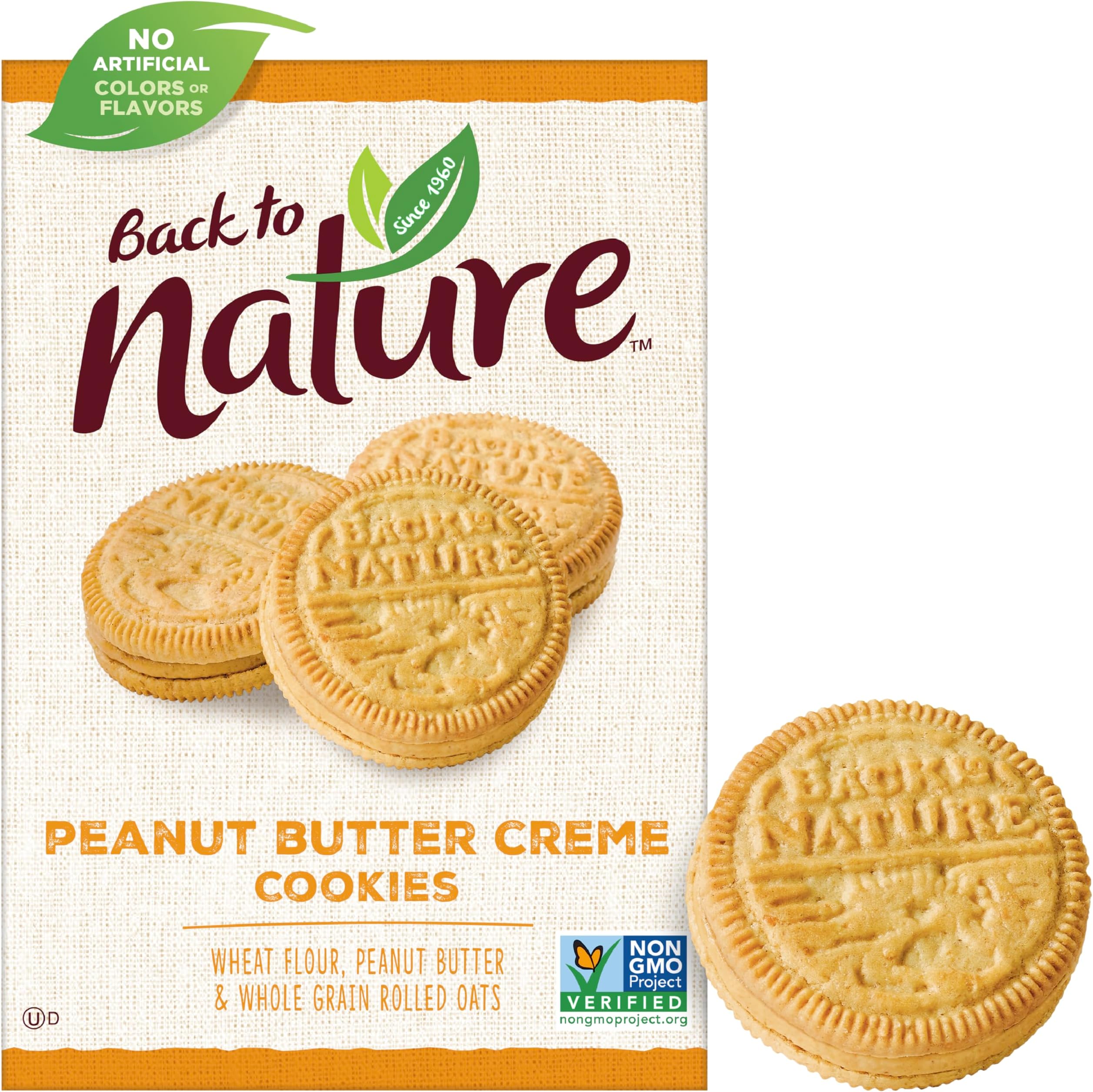Back to Nature Cookies, Non-GMO Peanut Butter Creme, 9.6 Ounce