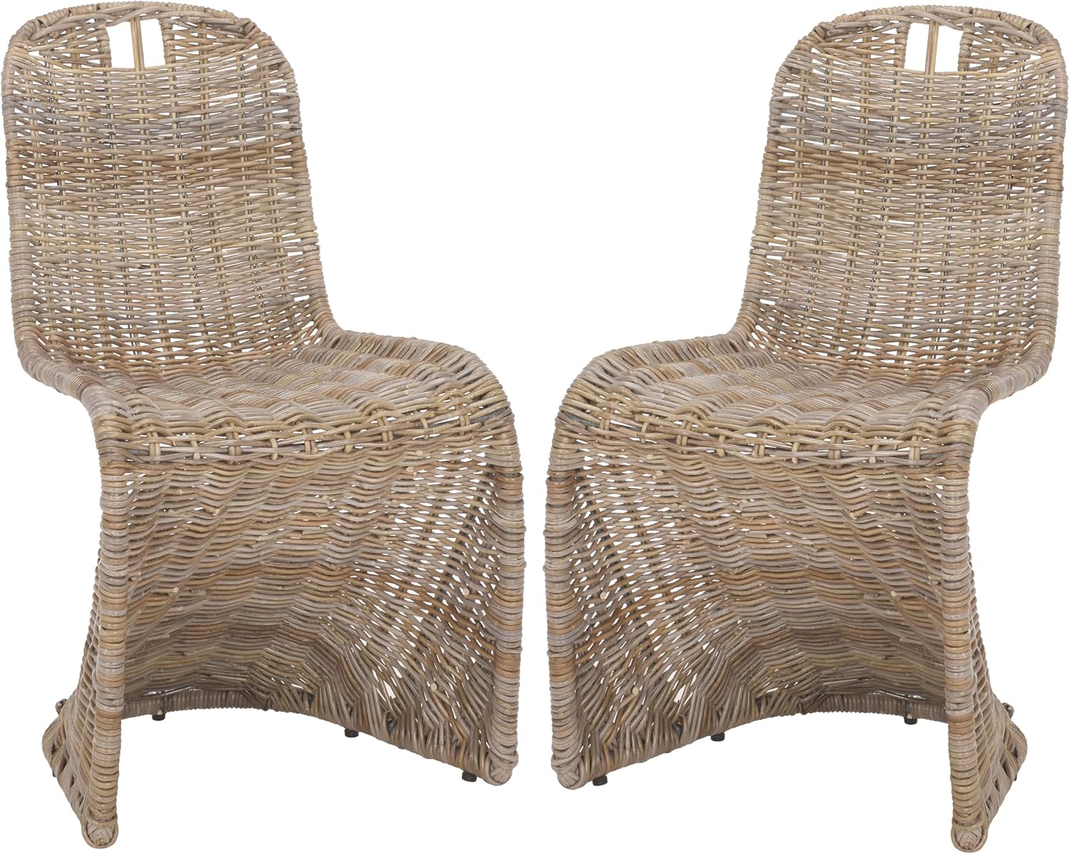 Safavieh Home Collection Cilombo Natural Wicker Dining Chair (Set of 2), 19"