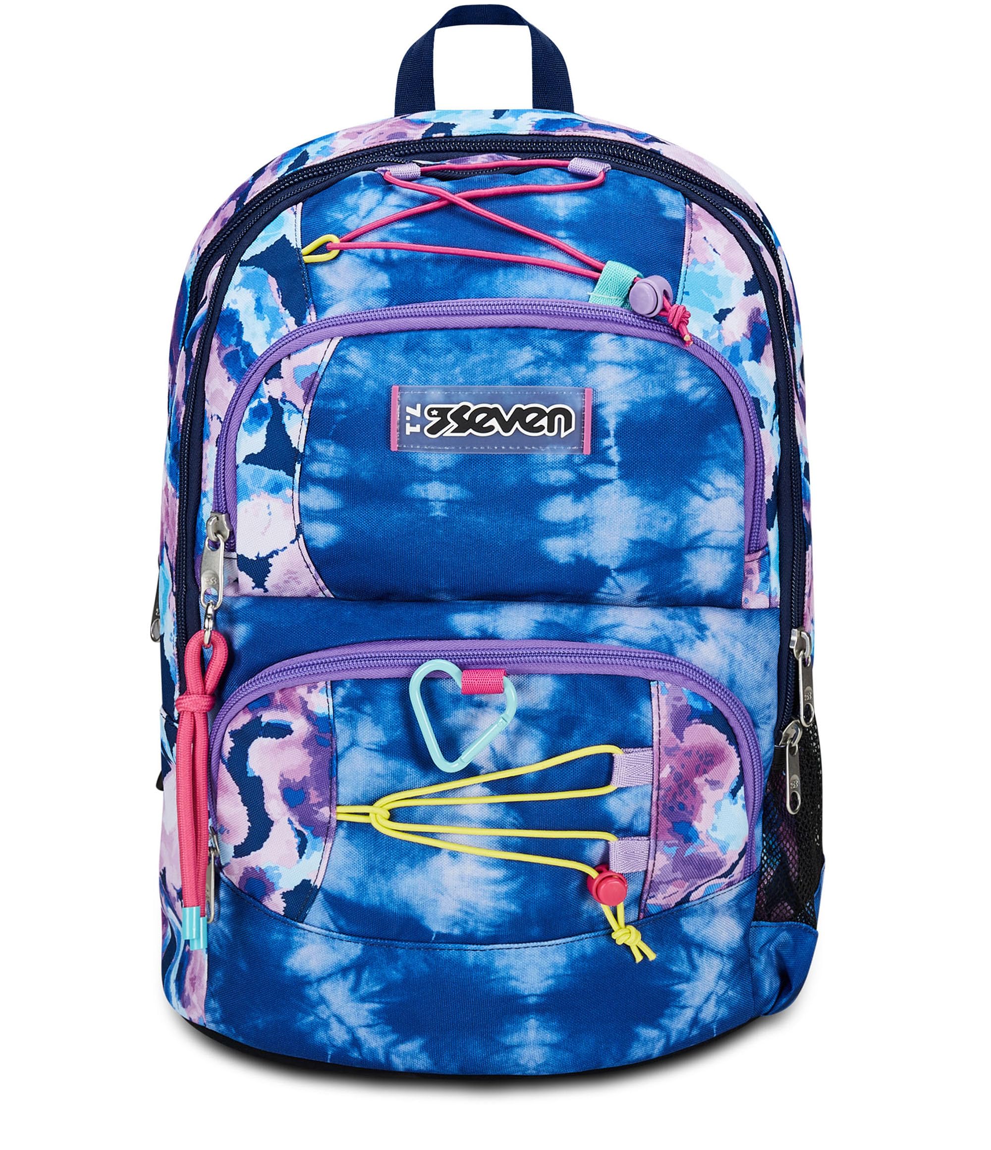 Seven Zaino Scuola Adavanced Pockets, Viola Fucsia, Custom Cloud, Zaino Doppio Scomparto Multi Tasche, Con Tasca Porta PC, Tasca Porta Borraccia e Organizer, Zaino Medie e Superiori, Bambina Ragazza