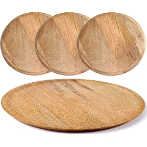 Alpha Living Home Wood Chargers,Wood Charger Plate,Wooden Plate Chargers,Chargers For Dinner Plates,Wooden Chargers For Dinner Plates,Charger Plates,Light Wood Chargers, 11 inch - Pack of 4 Natural