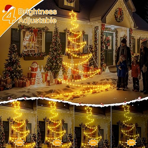 Miniatura 6 de Ollny Luces animadas para árbol de Navidad, 166 LED, IP67, impermeables, luces de Navidad para exteriores, con 3 temporizadores y 8 modos de